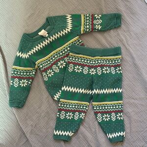 Green Knit Sweater and Pants Set